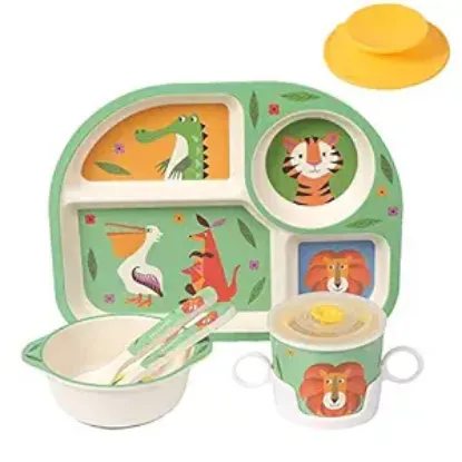 Picture of Cross-border silicone tableware set children's plate divider